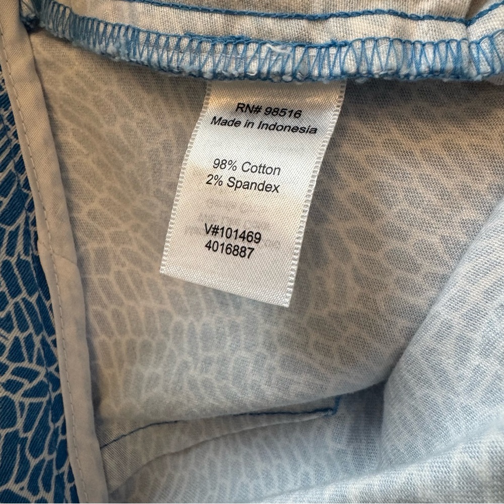 Coldwater Creek Aqua Blue and White Patterned Cropped Pants‎ Size 10 - Picture 7 of 9